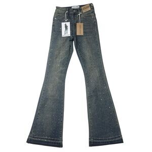NWT Ashley Mason Premium Women's Size 00/23 High Rise Bootcut Rhinestones Jeans